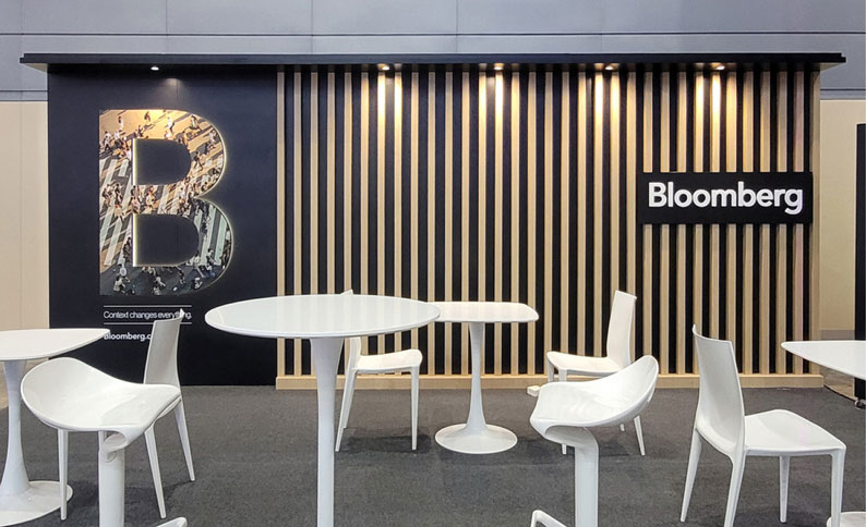 Commercial interior fit-out and branded booth setup for Bloomberg by Inter-Link Exhibition