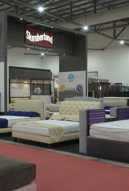 Custom exhibition stand fabrication for Slumberland Singapore