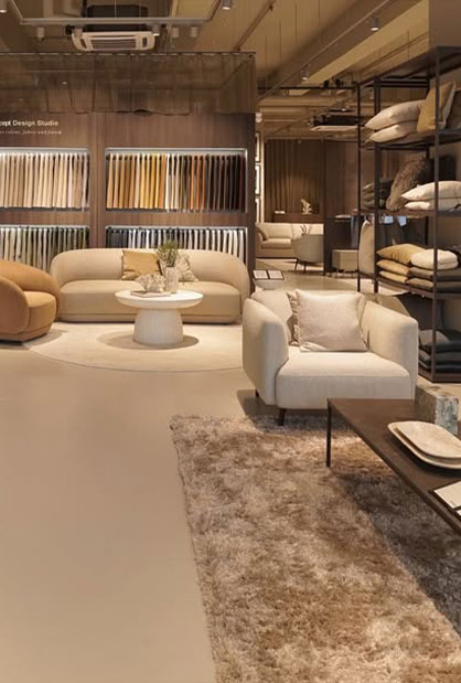 BoConcept furniture display setup at Pullman Hotel Singapore