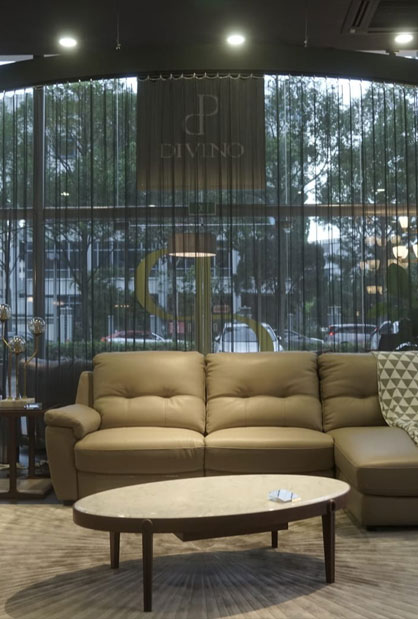 Contemporary retail showroom interior with custom spatial design